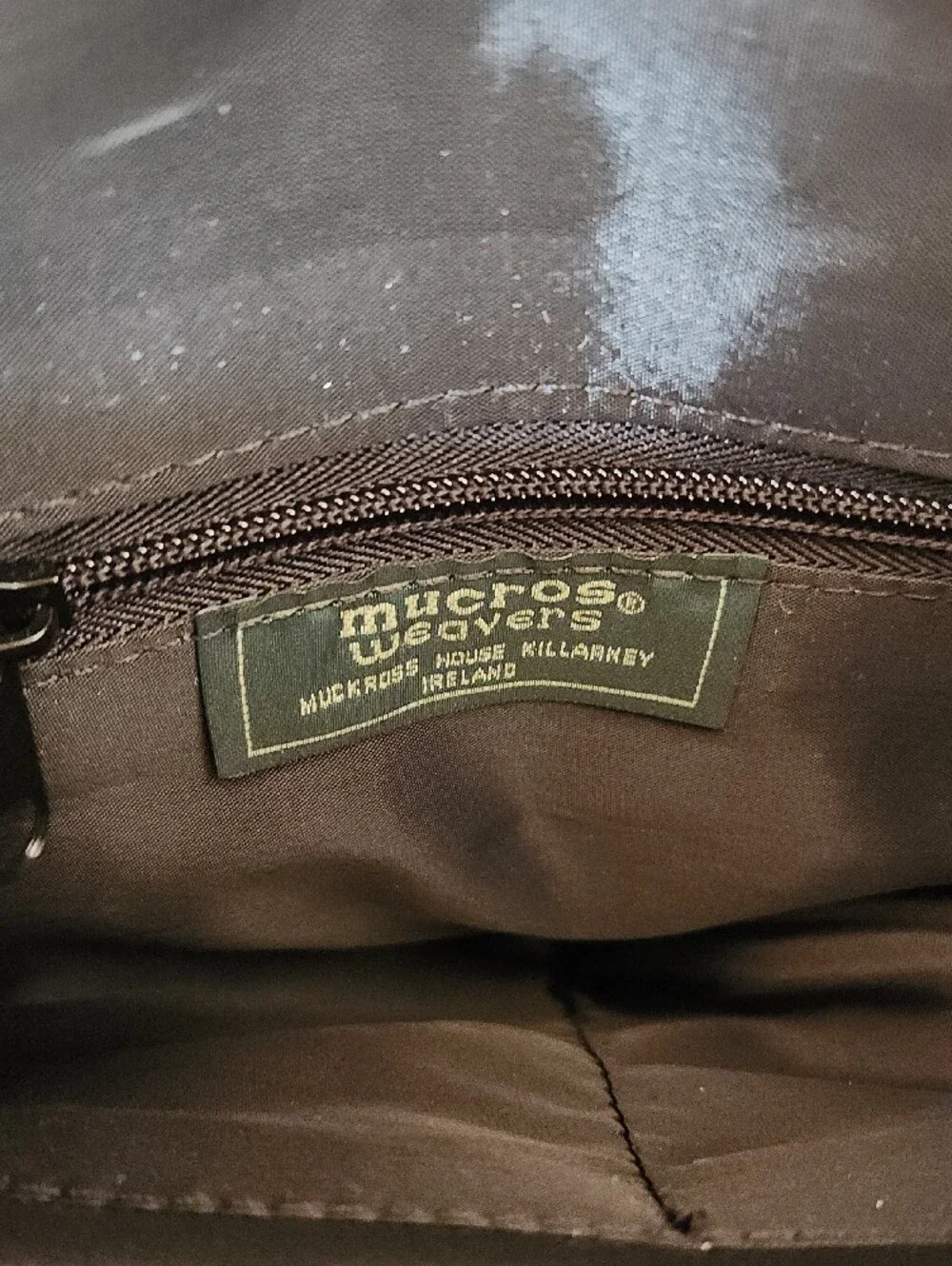 Mucros Green and Purple Plaid Satchel with Black Trim